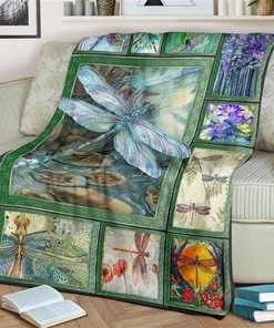 Graphic Dragonfly Frame Sherpa Blanket Fleece Blanket Gifts for Fans