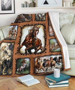 Graphic Horse Idea Horse Lover Sherpa Fleece Blanket Gifts for Family, for Couple