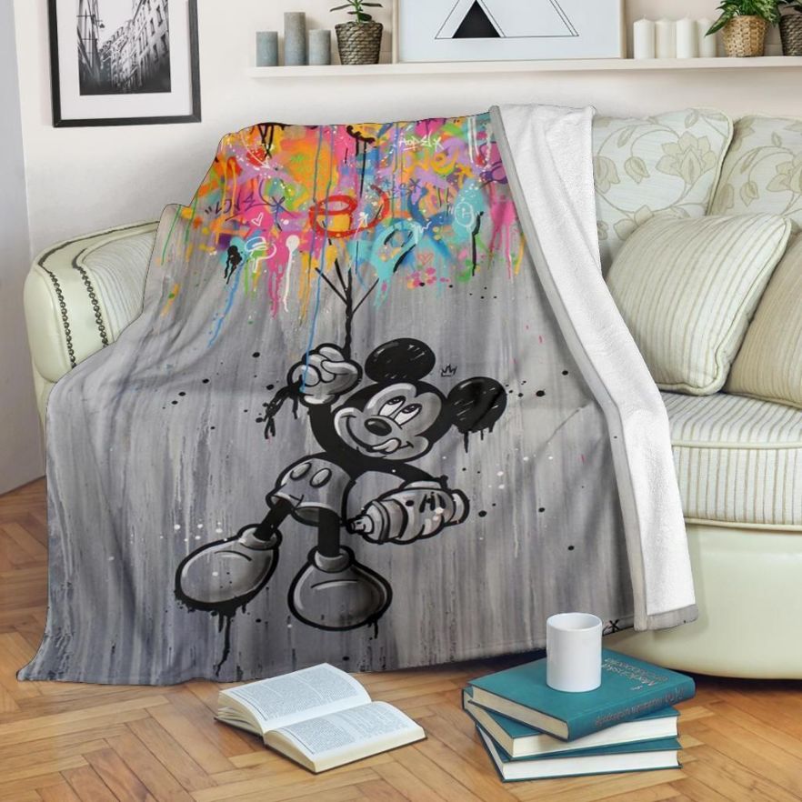 Graphic Mickey Disney Fleece Blanket Gift For Fan, Quilt Blanket Bedding Set Gift