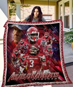 Graphic Ncaa Arkansas Razorbacks Green Quilt Blanket Bedding Set