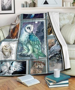 Graphic Owls Owl Lover Sherpa Fleece Blanket Gifts for Family, for Couple