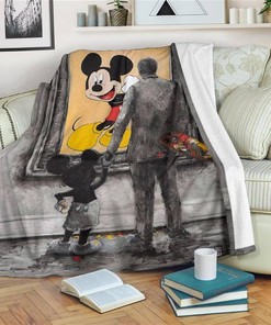 Graphic Walt And Mickey Mouse Sherpa Fleece Blanket Gifts for Family, for Couple