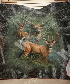 Grass Hunting Deer Hunting Lo Quilt Blanket Bedding Set