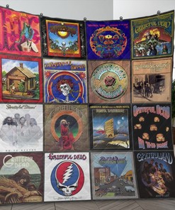 Grateful Dead Band Fan Gift, Grateful Dead Albums Covers Quilt Blanket Bedding Set