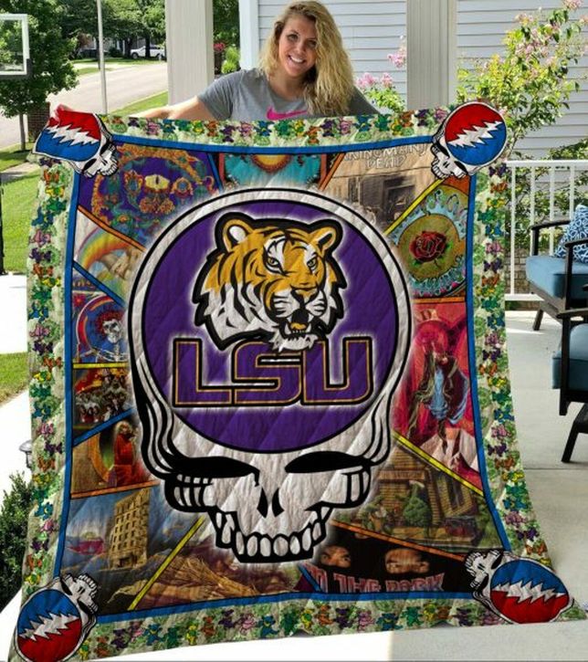 Grateful Dead Logo Ncaa Lsu Tigers Collected Combined Quilt Blanket Bedding Set