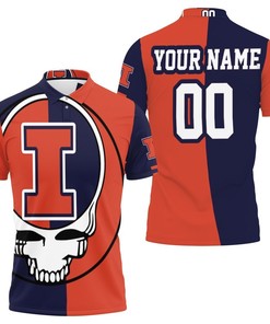 Grateful Dead Skull Illinois Fighting Illini 3d Personalized Polo Shirt All Over Print Shirt 3d T-shirt