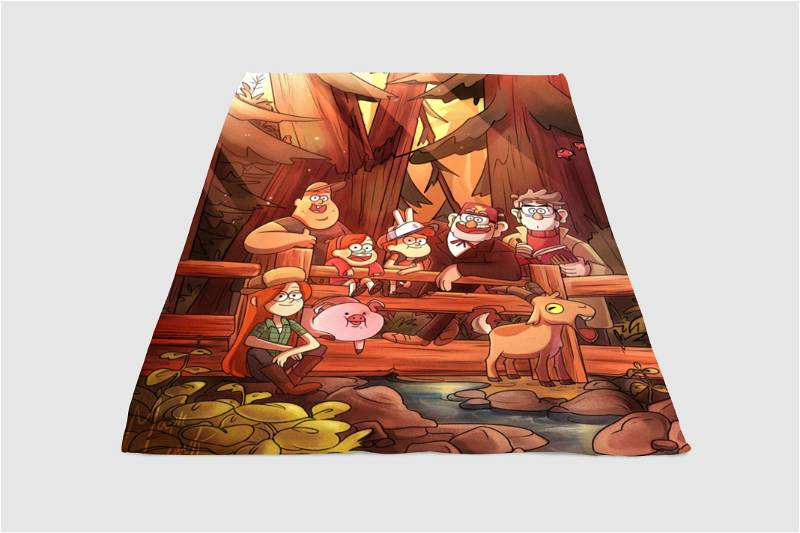 Gravity Falls Forest Sherpa Fleece Blanket Gifts for Family, for Couple