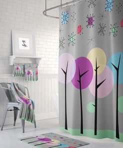Gray Mid Century Modern Shower Curtain