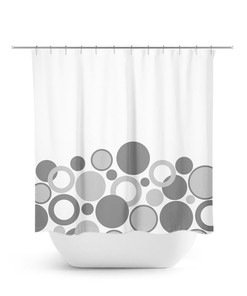 Gray Shower Curtain, Geometric Bath Curtain, Gray Bathroom, Fabric Shower Curtain, Polka Dot Curtain