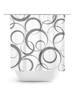 Gray Shower Curtain, Geometric Bath Curtain, Gray Bathroom, Fabric Shower Curtain, Swirl Shower Curtain