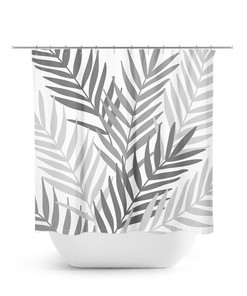 Gray Shower Curtain, Gray Bathroom Decor, Palm Tree Leaves Shower Curtain, Tropical Bathroom, Botanical Bathroom, Guest Bathroom