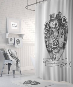 Gray Skull Couple Shower Curtain for Bathroom Decor, Home Decor
