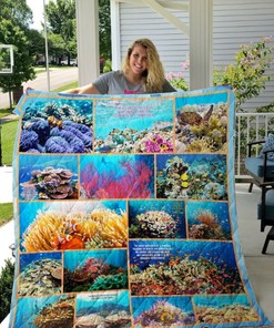 Great Barrier Reef I Am So Scared Of The Sea Barrier Reef Quilt Blanket