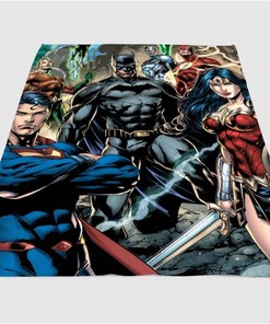 Great Character Justice League Comic Sherpa Fleece Blanket Gifts for Family, for Couple