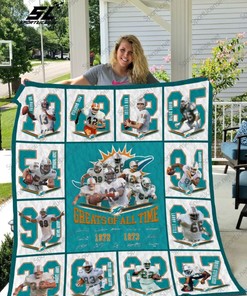 Greats Of All Time Miami Dolphins Quilt Blanket Bedding Set