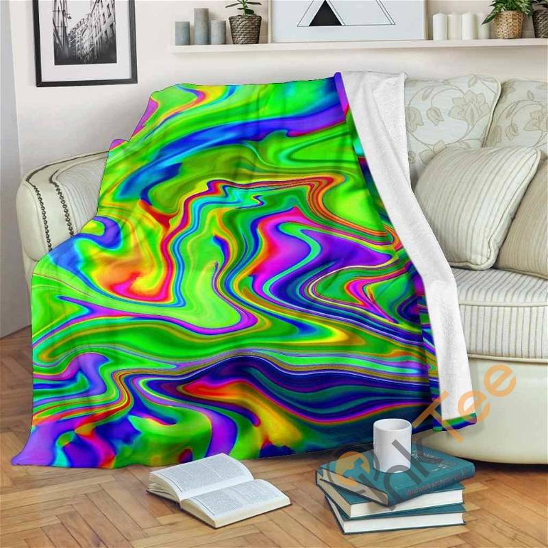 Green Abstract Liquid Trippy Sherpa Fleece Blanket Gifts for Family, for Couple