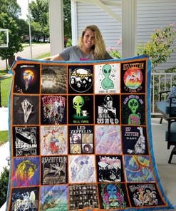 Green Alien Led Zeppelin Custom Quilt Blanket Bedding Set
