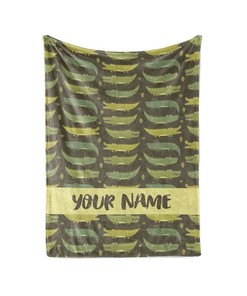 Green Alligator - Personalized Custom Blanket With Your Child's Name Sherpa Fleece Blanket Gifts for Family, for Couple