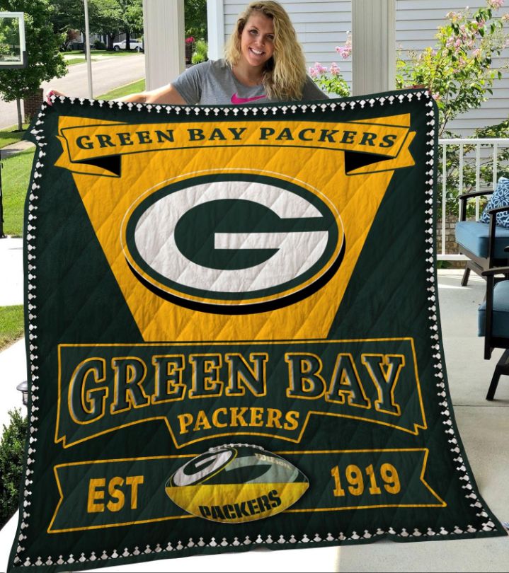 Green Bay Packer Quilt Blanket Bedding Set Fan Gifts