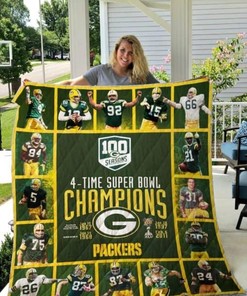 Green Bay Packers 4-time Super Bowl Champions Quilt Blanket Bedding Set