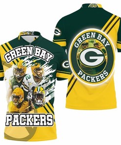 Green Bay Packers Aaron Rodgers 12 Jimmy Graham 80 Aaron Jones 33 Davante Adams 17 For Fans 3D All Over Print Polo Shirt