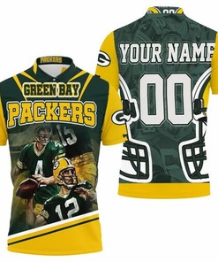 Green Bay Packers Aaron Rodgers Brett Favre Juwann Winfree Great Players Personalized 3D All Over Print Polo Shirt