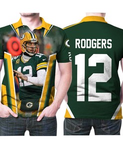 Green Bay Packers Aaron Rodgers Legend 12 Nfl American Football Green 3d Designed Allover Gift For Packers Fans Polo Shirt