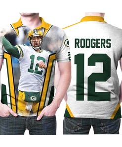 Green Bay Packers Aaron Rodgers Legend 12 Nfl American Football White 3d Designed Allover Gift For Packers Fans Polo Shirt
