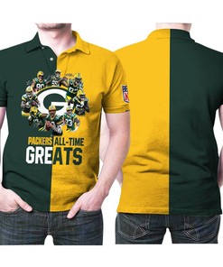 Green Bay Packers All Time Greats Players Signatures Nfl American Football Team Logo Team Gift For Packers Fans Polo Shirt