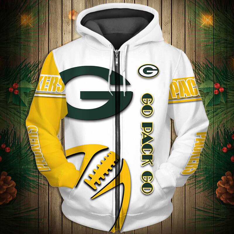 Green Bay Packers Hoodie 3D Graphic Balls Zip Hoodie Pullover - Image 3