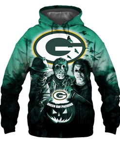 Green Bay Packers Hoodie 3D Halloween Horror Night Gift for Fans