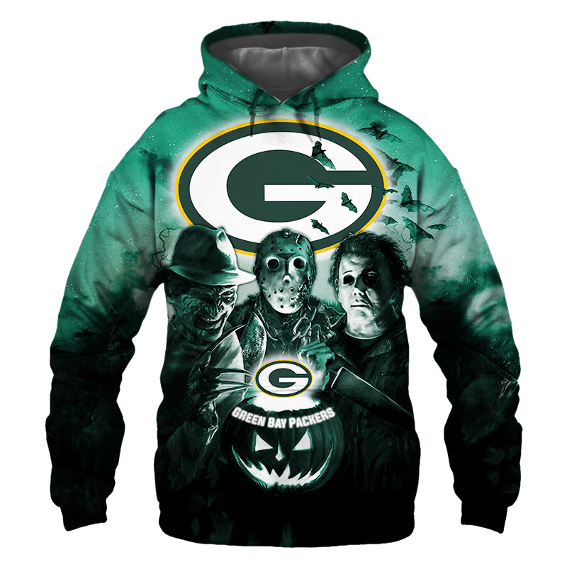 Green Bay Packers Hoodie 3D Halloween Horror Night Gift for Fans