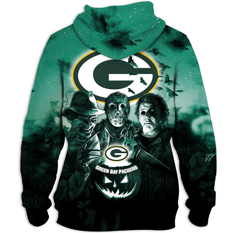 Green Bay Packers Hoodie 3D Halloween Horror Night Gift for Fans - Image 2