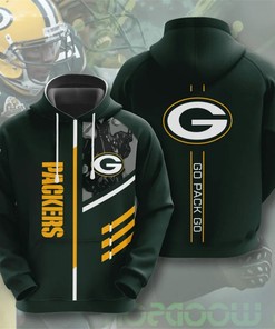 Green Bay Packers Hoodie 3D Zip Hoodie 3 Lines Graphic Gift for Fans