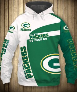 Green Bay Packers Hoodie 3D Zip Hoodie Pullover Gift for Fans