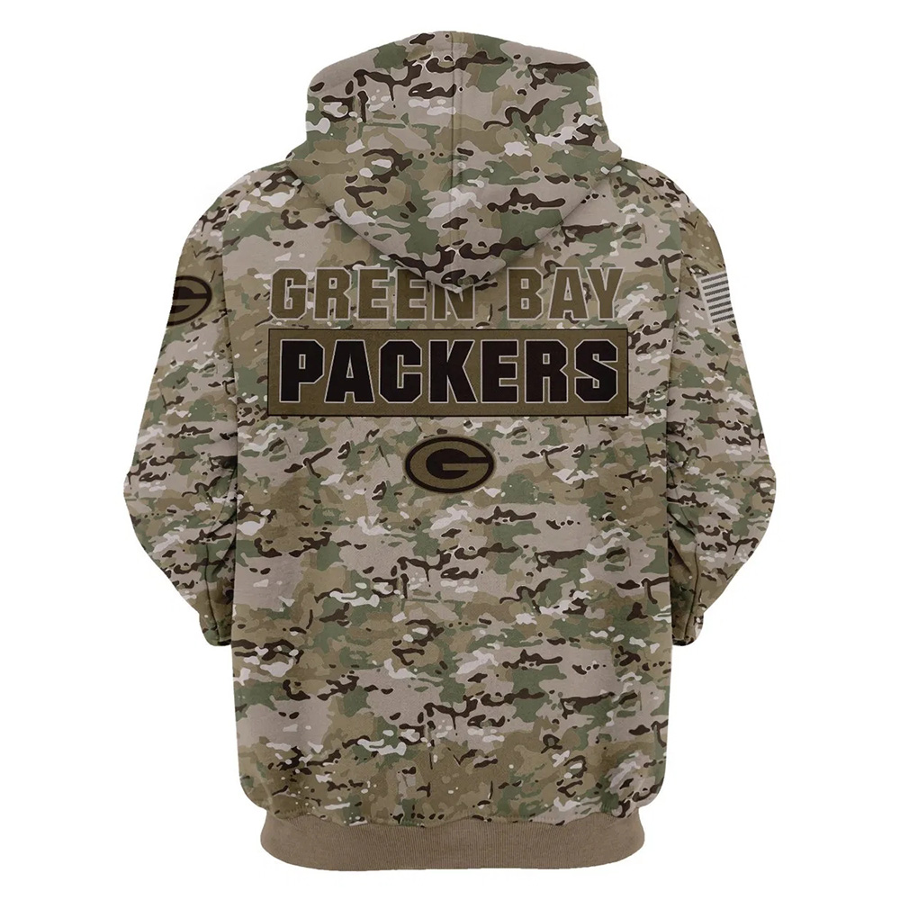 Green Bay Packers Hoodie Army Graphic Zip Hoodie Pullover Gift for Fans - Image 3