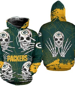 Green Bay Packers Hoodie Skull for Halloween Graphic