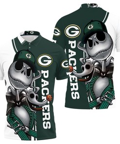 Green Bay Packers Jack Skellington And Zero Polo Shirt All Over Print Shirt 3d T-shirt