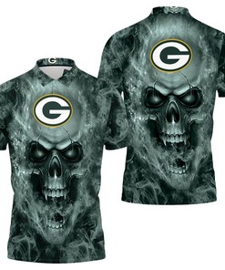Green Bay Packers Nfl Fans Skull Polo Shirt All Over Print Shirt 3d T-shirt