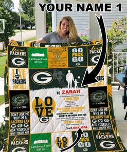 Green Bay Packers Personalized Name Quilt Blanket Bedding Set