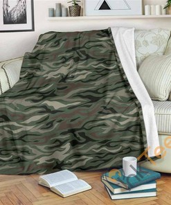 Green Camo Zebra Pattern Sherpa Fleece Blanket Gifts for Family, for Couple