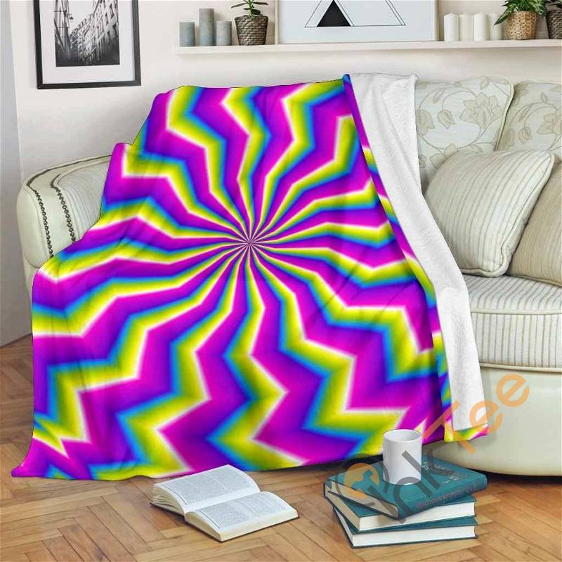 Green Dizzy Moving Optical Illusion Sherpa Fleece Blanket Gifts for Family, for Couple