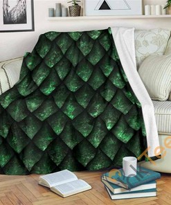 Green Dragon Scales Pattern Sherpa Fleece Blanket Gifts for Family, for Couple