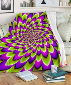 Green Expansion Moving Optical Illusion Sherpa Fleece Blanket Gifts for Family, for Couple