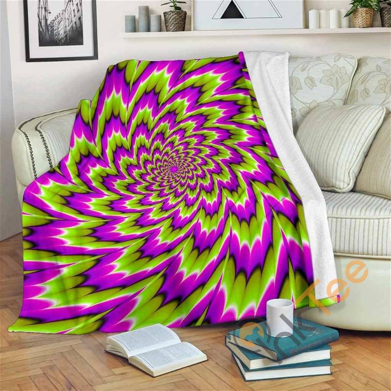 Green Explosion Moving Optical Illusion Sherpa Fleece Blanket Gifts for Family, for Couple