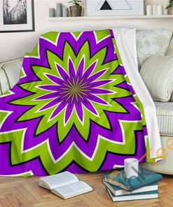 Green Flower Moving Optical Illusion Sherpa Fleece Blanket Gifts for Family, for Couple