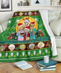 Green Golden Girls Christmas Fleece Blanket Gift For Fan, Quilt Blanket Bedding Set Gift