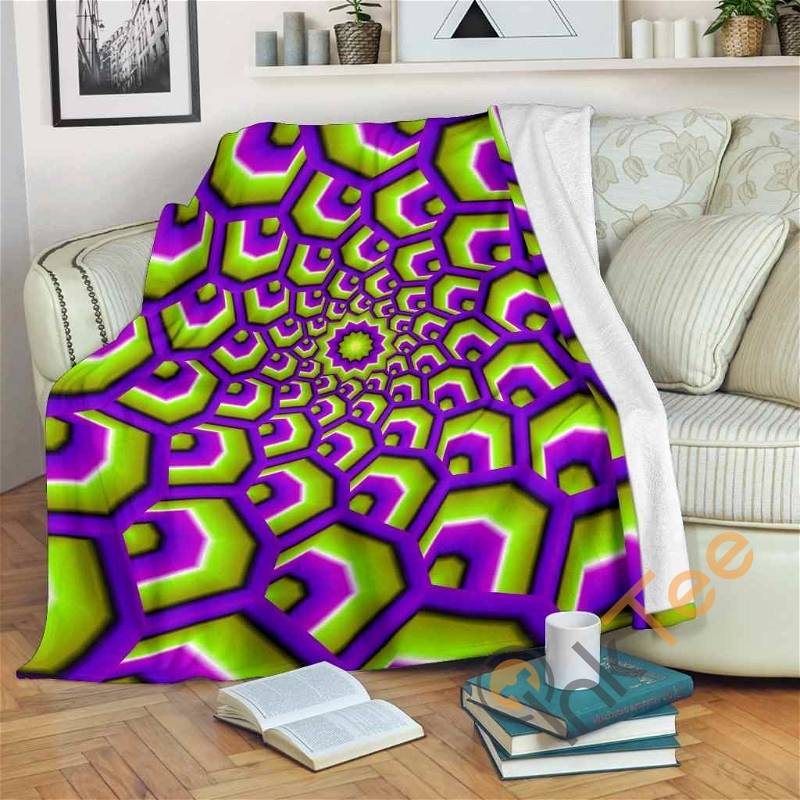 Green Hive Moving Optical Illusion Sherpa Fleece Blanket Gifts for Family, for Couple