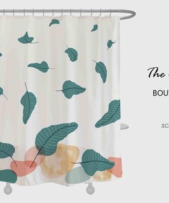 Green Leave Shower Curtain For Bathroom, Plant Waterproof Shower Curtain, Abstract Bath Decor