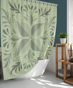 Green Leaves Graphic Shower Curtain, Home Bath Decor Accessories, House Warming Gift